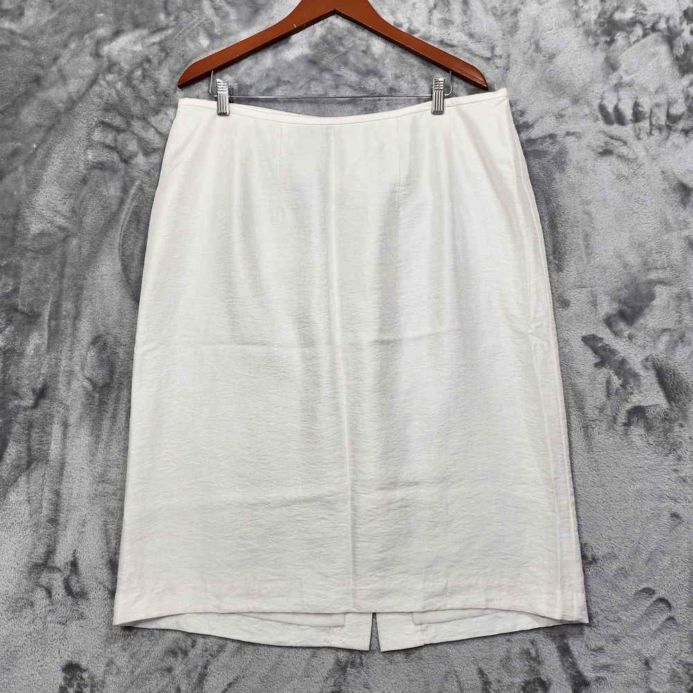 Vintage Midnight Velvet Skirt Womens 16W White Iridescent Pencil Lined Back Slit